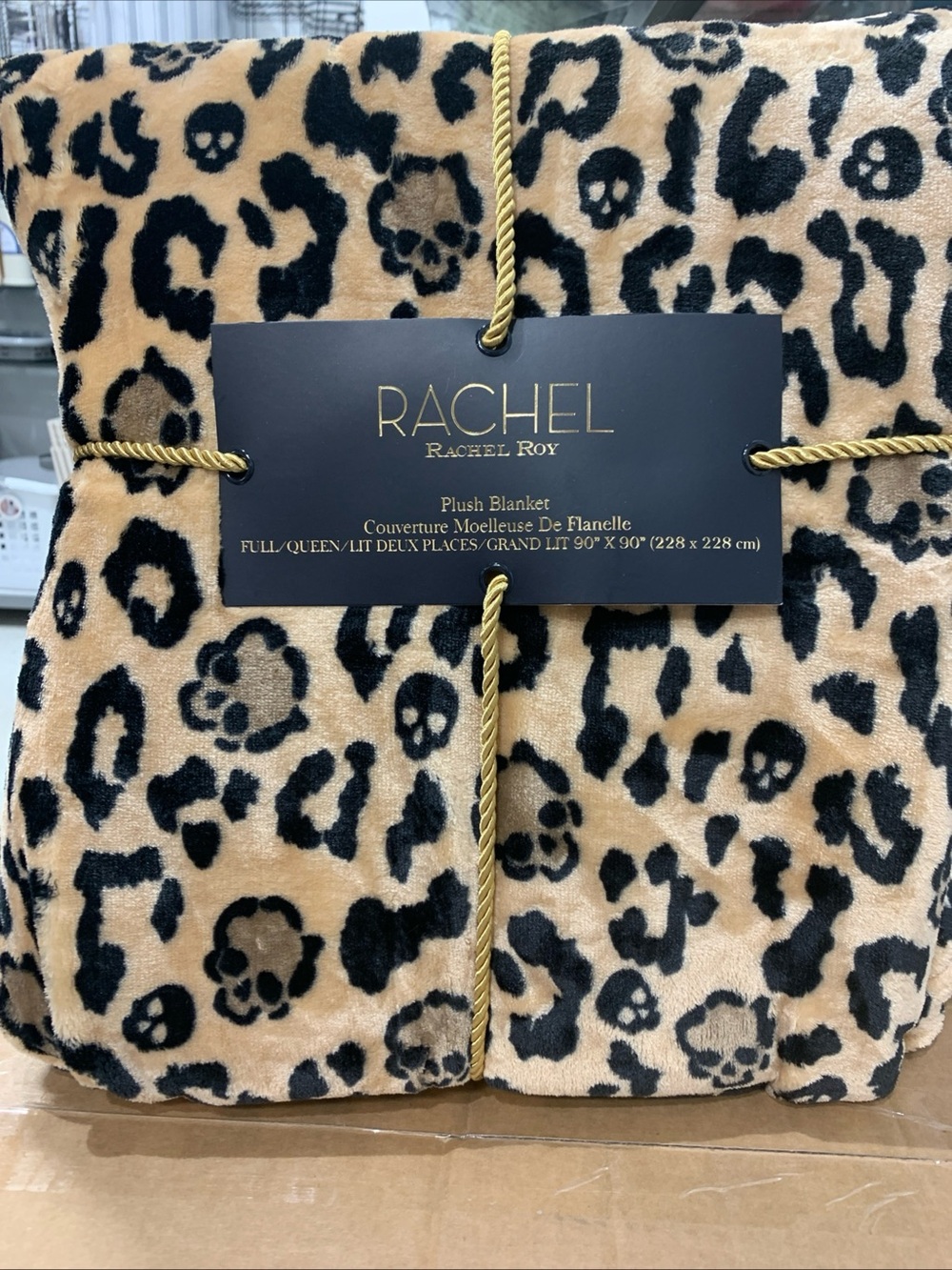Rachel Rachel Roy Leopard & Skull Plush Blanket Viral Full Queen